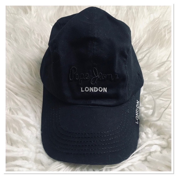 Pepe Jeans London Cap Hat Black White Embroidered Front Adjustable Back One Size - Picture 3 of 7